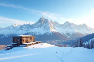 Lumière dorée dans un hôtel 5 étoiles à l'Alpe d'Huez