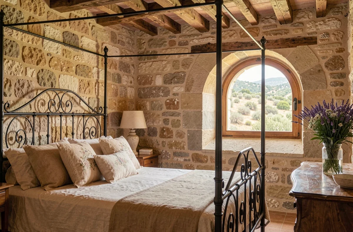 Chambre rustique et raffinée de la Bergerie B&B dans l'arrière-pays des Alpes-Maritimes