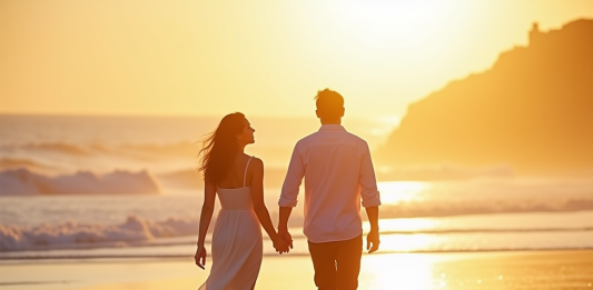 Séjour de rêve : organiser un week-end romantique en Bretagne Couple romantique marchant sur la plage en Bretagne