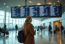 Voyage à Tahiti : comprendre le coût élevé des billets d’avion ! Femme contemplant le tableau des départs à l'aéroport