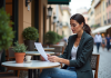 Assurance maladie internationale : comment obtenir une couverture hors frontières ? Femme confiante au café avec documents d'assurance voyage