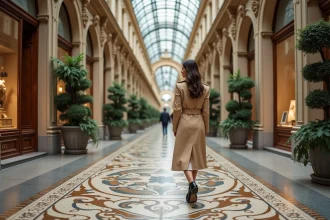 Femme élégante dans le passage Vivienne à Paris