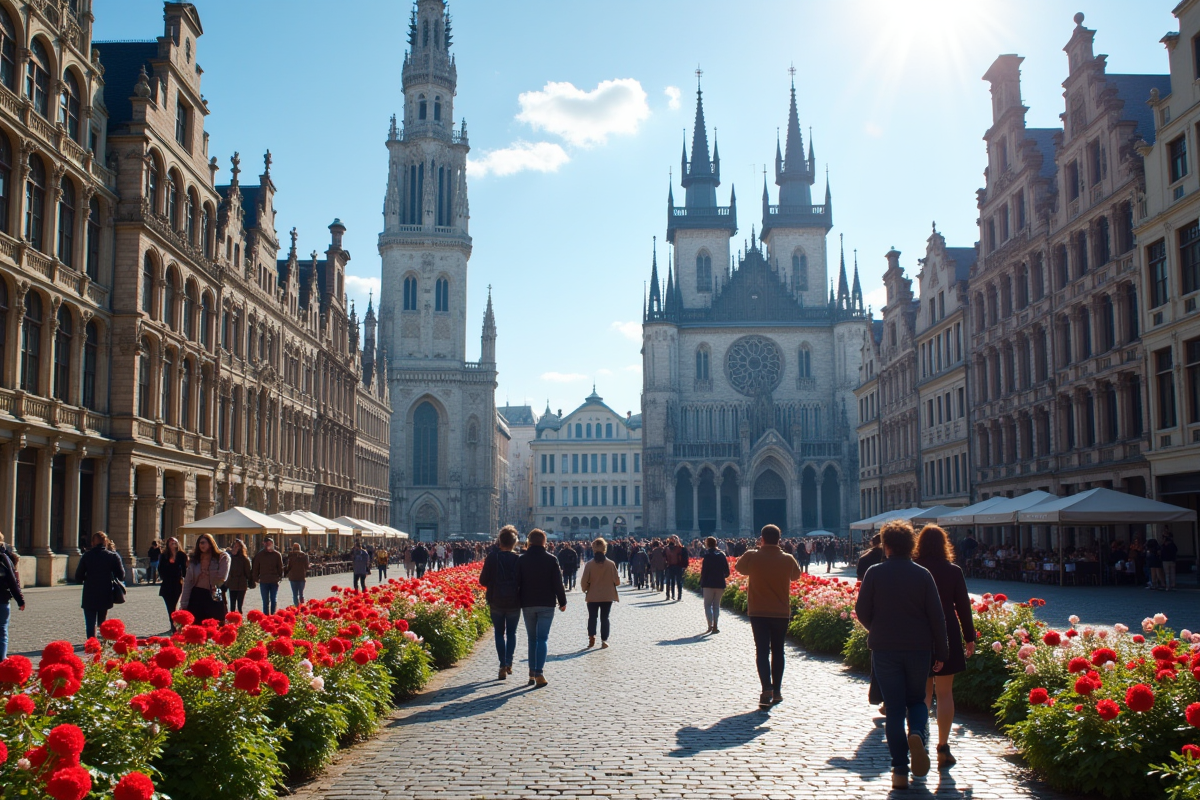 Grand Place de Bruxelles avec touristes et bâtiments historiques