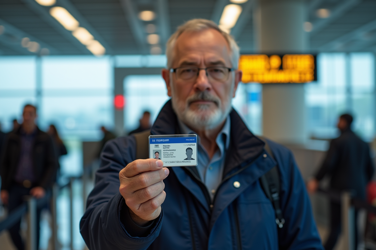 Homme montrant sa carte d