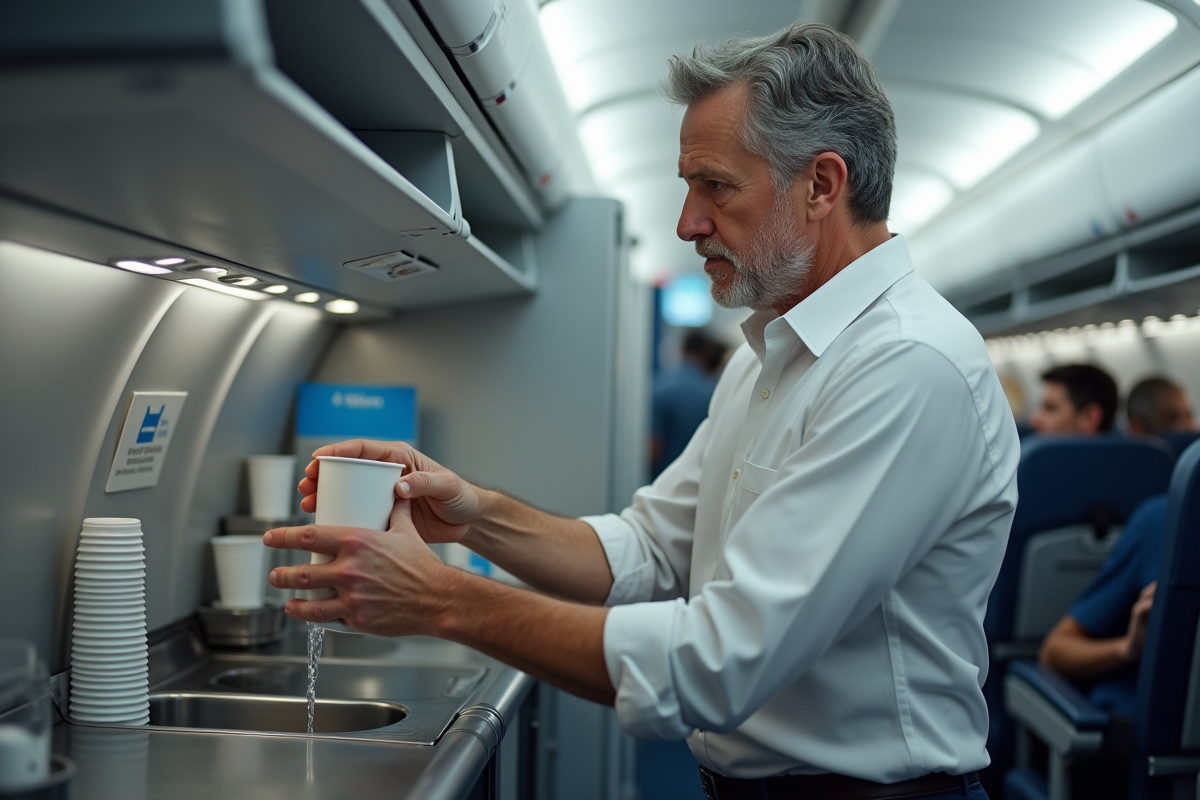 Homme remplissant un verre d