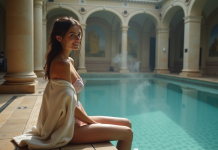 3 jours à Budapest : plongée dans les bains thermaux et autres merveilles Jeune femme dans un bain thermal historique de Budapest