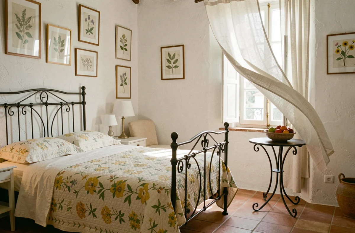 Chambre provençale lumineuse de la Maison d'Hôtes Floribel à Cagnes-sur-Mer