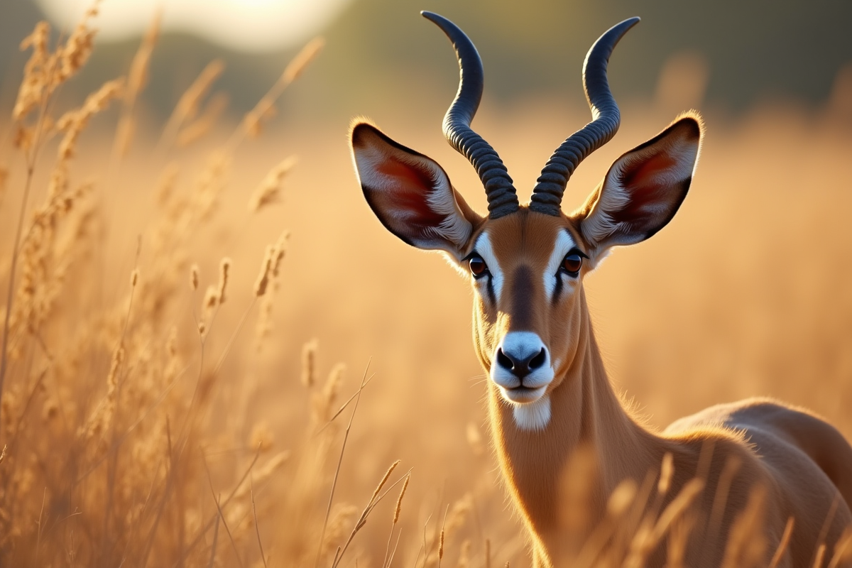 Oryx camouflé dans les hautes herbes sèches