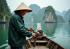 Les secrets de la descente du dragon dans la baie d’Halong Pêcheur vietnamien avec dragon en baie d'Along
