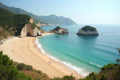 Vue panoramique de la Plage des 3 Pointes avec ses trois caps rocheux et son eau turquoise en 2026